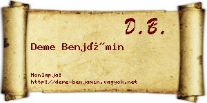 Deme Benjámin névjegykártya