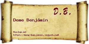 Deme Benjámin névjegykártya